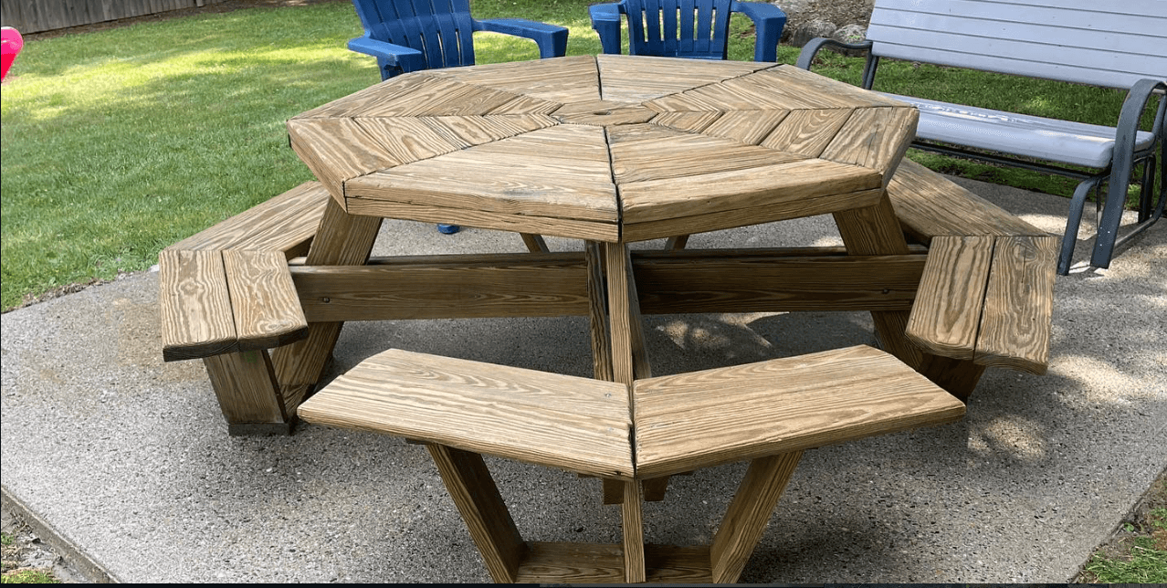 Picnic table pressure washing
